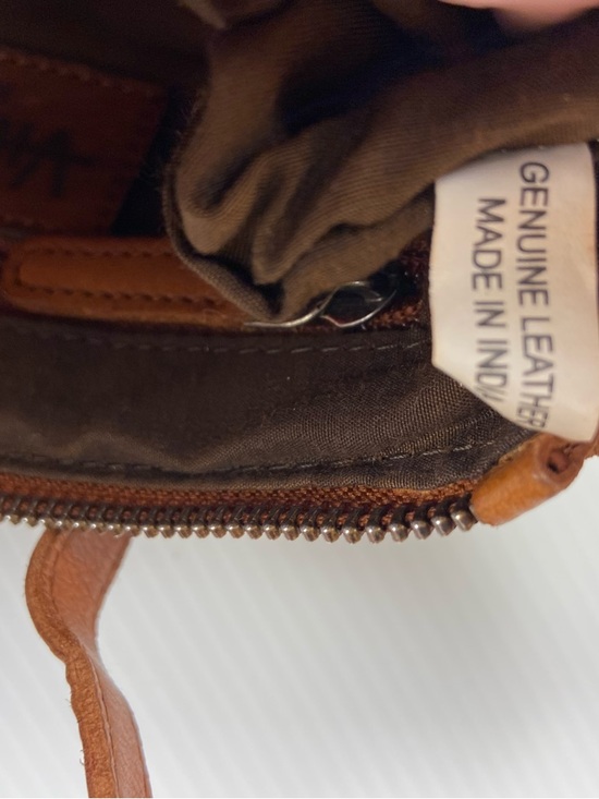 Y2K Woven Leather Crossbody Bag Cognac Brown Boho Small Zip Vilenca Holland - Picture 4 of 14